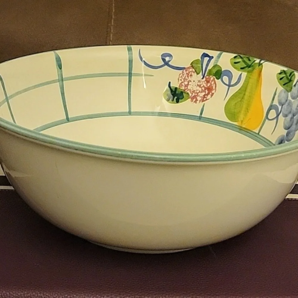 Vintage Certified International Green Lattice‎ & Fruit Pattern Ceramic Farmhouse